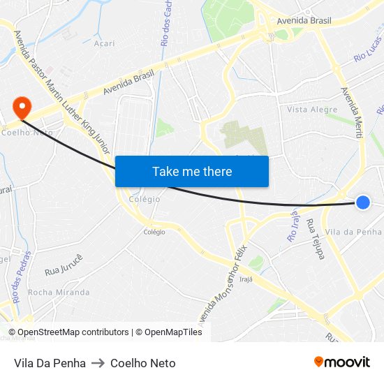 Vila Da Penha to Coelho Neto map