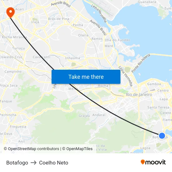 Botafogo to Coelho Neto map