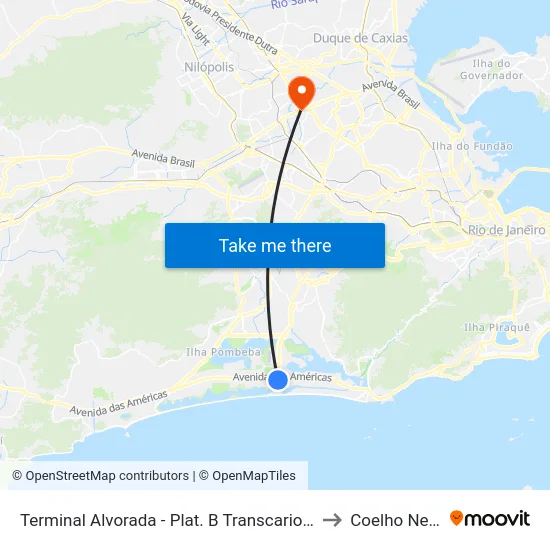 Terminal Alvorada - Plat. B Transcarioca to Coelho Neto map