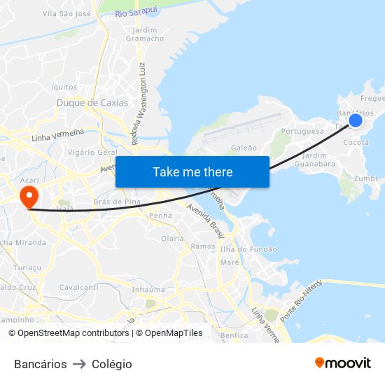Bancários to Colégio map