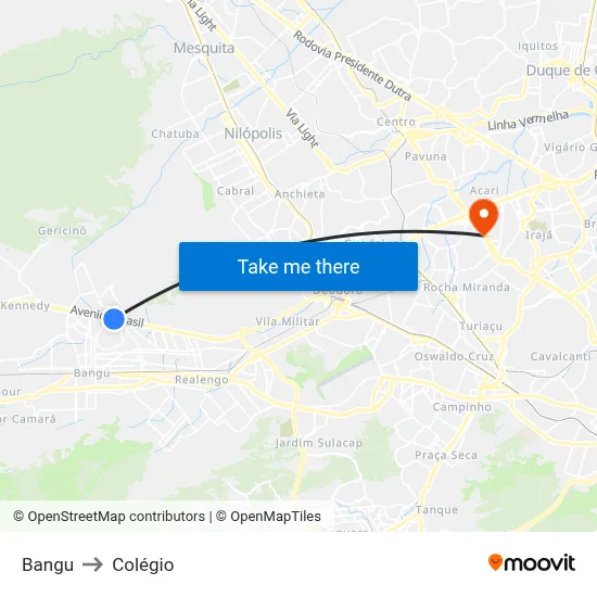 Bangu to Colégio map