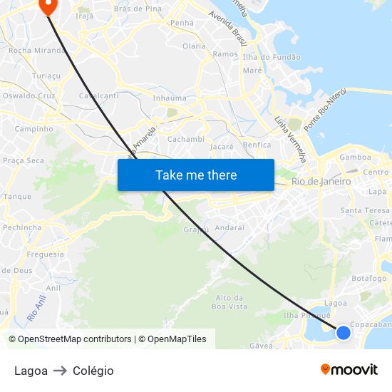 Lagoa to Colégio map