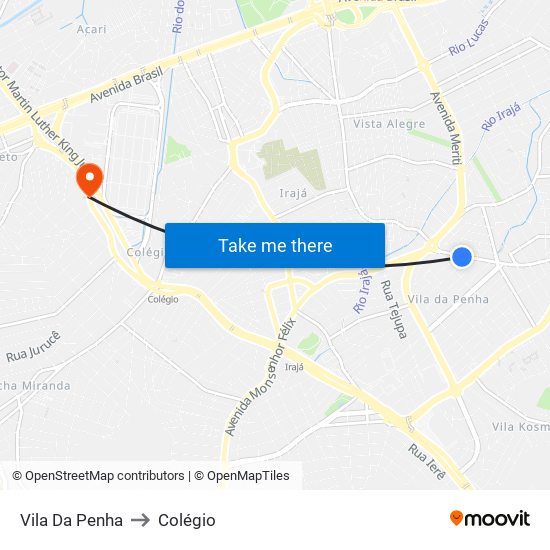Vila Da Penha to Colégio map