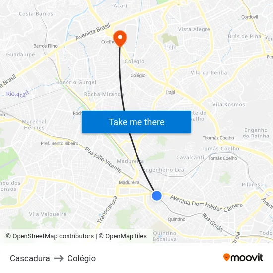 Cascadura to Colégio map