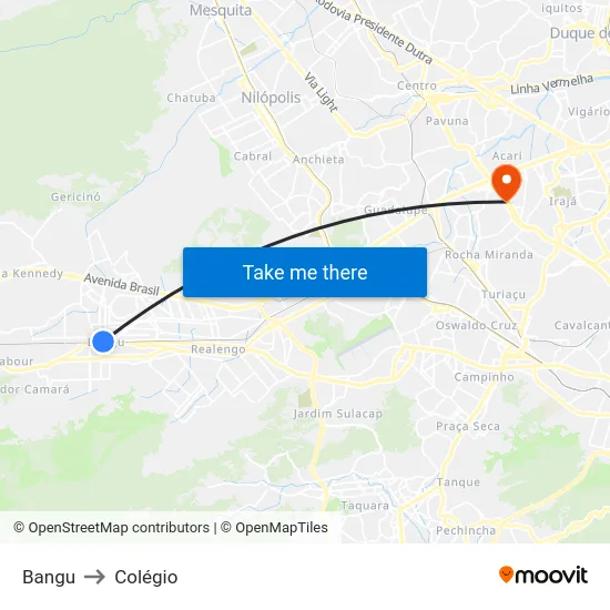 Bangu to Colégio map