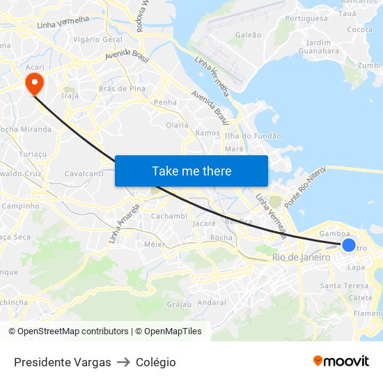 Presidente Vargas to Colégio map