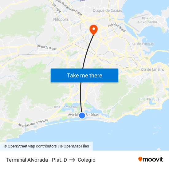 Terminal Alvorada - Plat. D to Colégio map