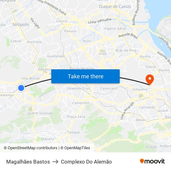 Magalhães Bastos to Complexo Do Alemão map