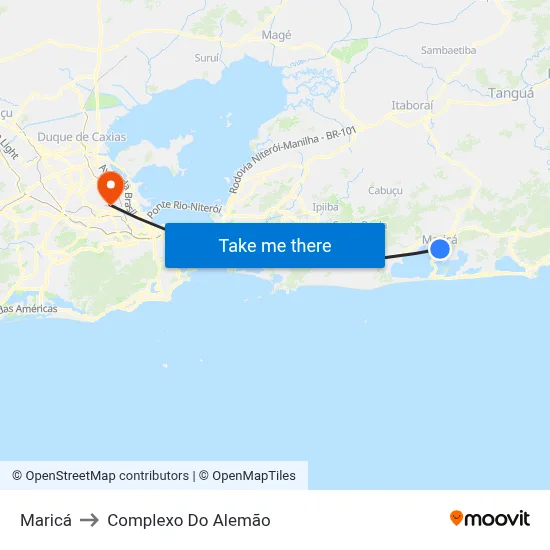 Maricá to Complexo Do Alemão map
