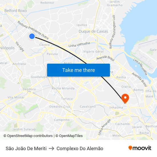 São João De Meriti to Complexo Do Alemão map