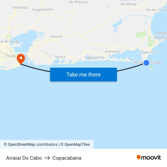 Arraial Do Cabo to Copacabana map