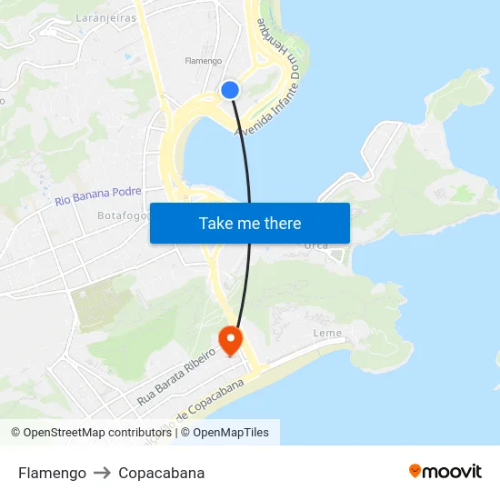 Flamengo to Copacabana map