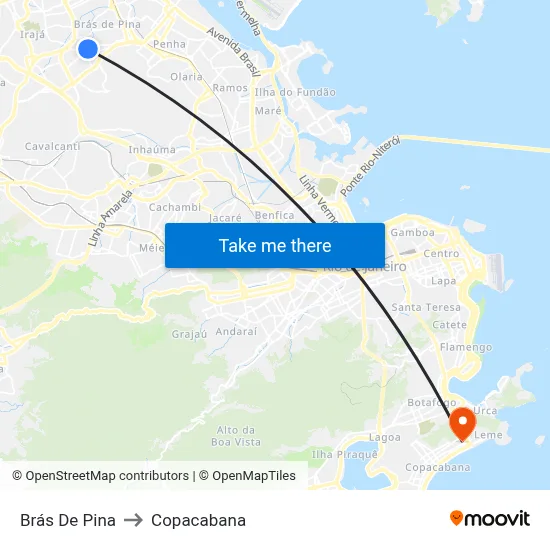 Brás De Pina to Copacabana map