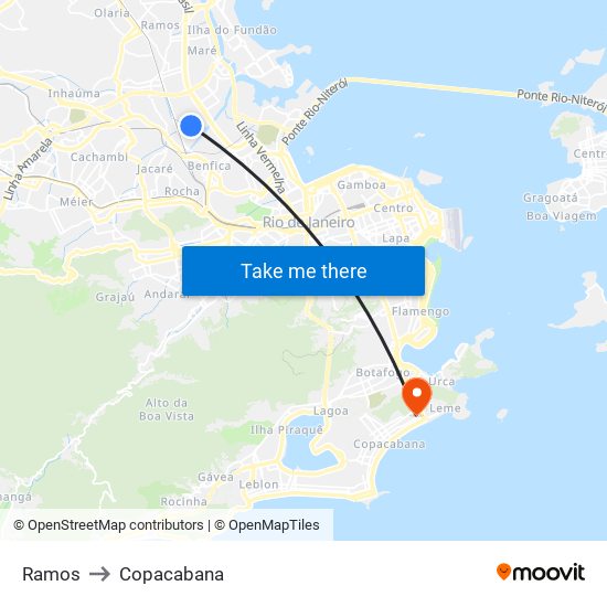 Ramos to Copacabana map