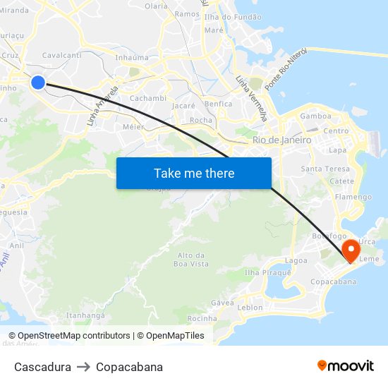 Cascadura to Copacabana map