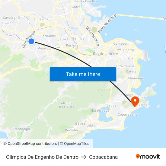 Olímpica De Engenho De Dentro to Copacabana map
