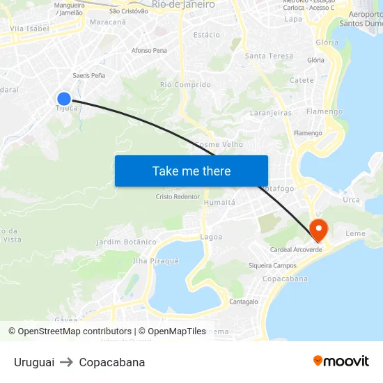 Uruguai to Copacabana map