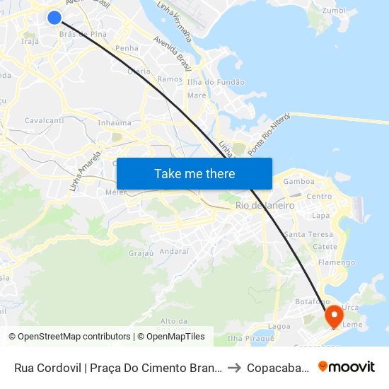 Rua Cordovil | Praça Do Cimento Branco to Copacabana map