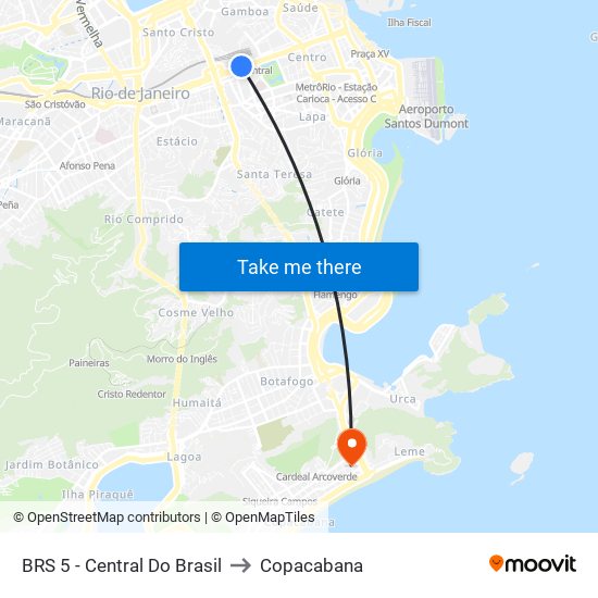 BRS 5 - Central Do Brasil to Copacabana map