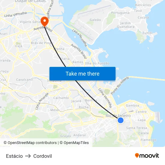 Estácio to Cordovil map