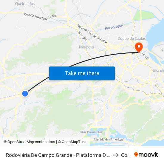 Rodoviária De Campo Grande - Plataforma D (Campo Grande E Jabour - Executivo) to Cordovil map