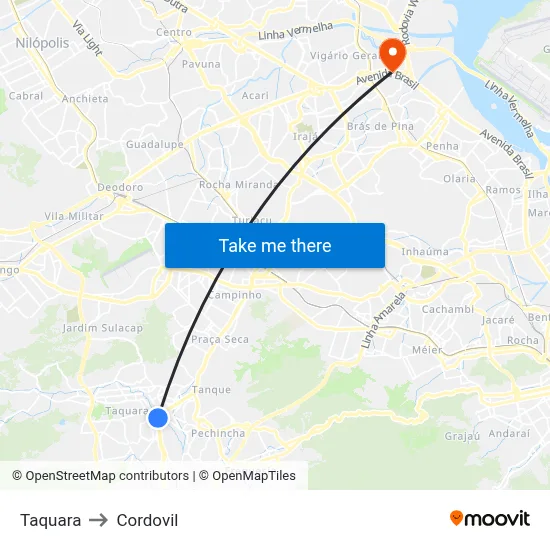 Taquara to Cordovil map