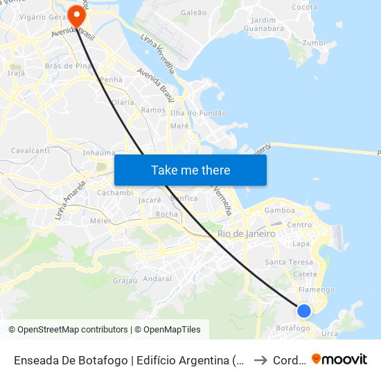 Enseada De Botafogo | Edifício Argentina (Sentido Centro) to Cordovil map