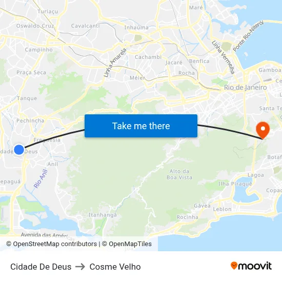 Cidade De Deus to Cosme Velho map