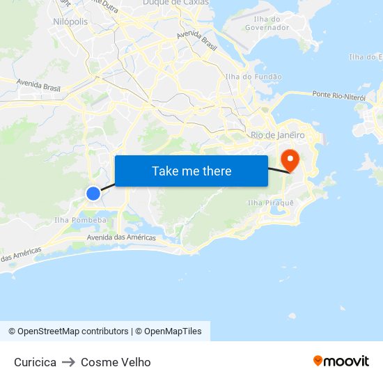 Curicica to Cosme Velho map