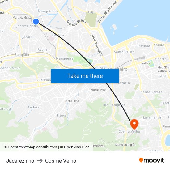 Jacarezinho to Cosme Velho map