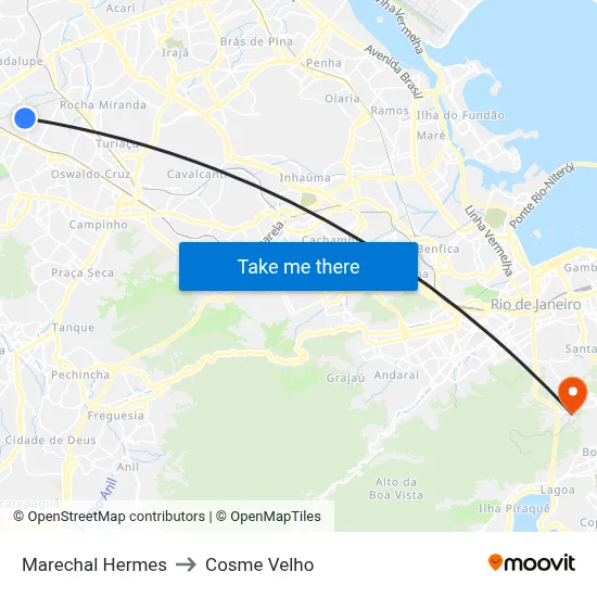 Marechal Hermes to Cosme Velho map