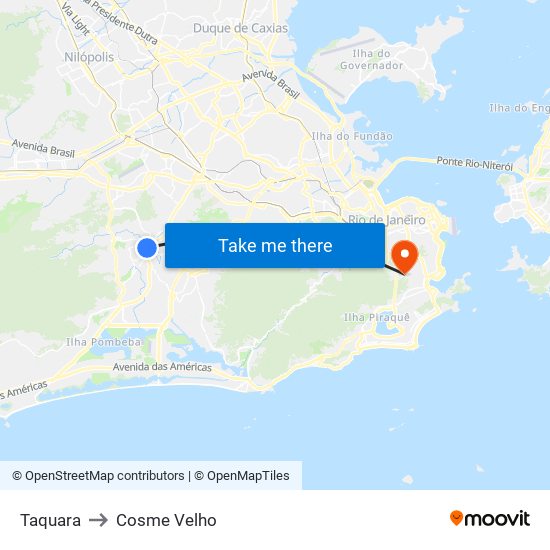 Taquara to Cosme Velho map