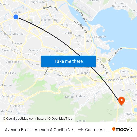 Avenida Brasil | Acesso À Coelho Neto to Cosme Velho map