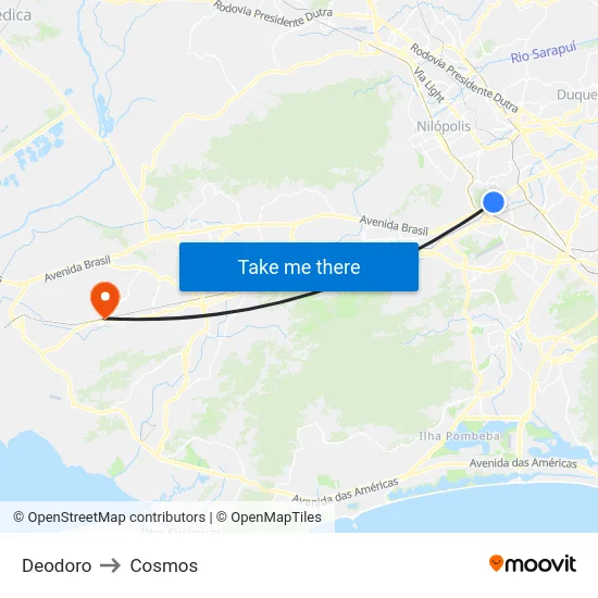 Deodoro to Cosmos map
