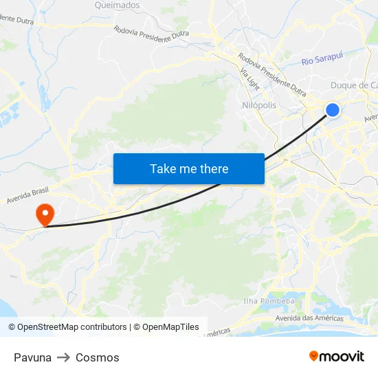 Pavuna to Cosmos map