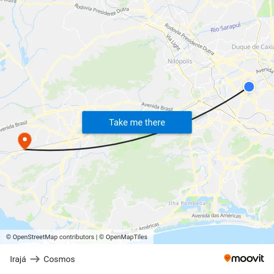 Irajá to Cosmos map