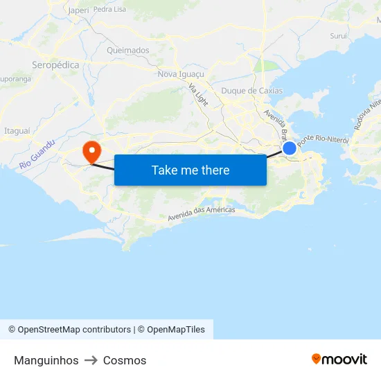 Manguinhos to Cosmos map