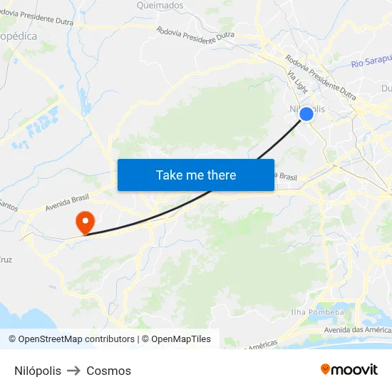 Nilópolis to Cosmos map