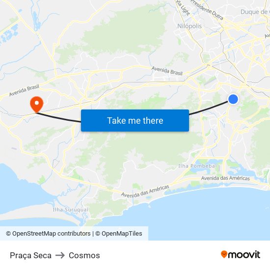 Praça Seca to Cosmos map