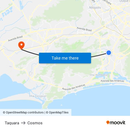 Taquara to Cosmos map