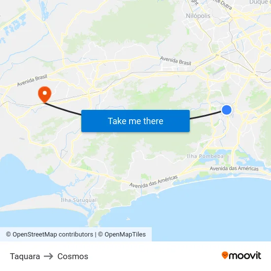 Taquara to Cosmos map