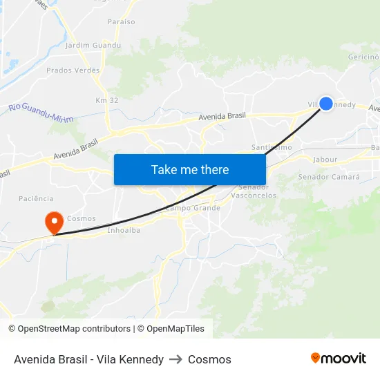 Avenida Brasil - Vila Kennedy to Cosmos map