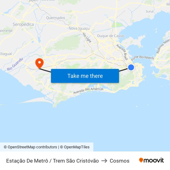 Estação De Metrô / Trem São Cristóvão to Cosmos map