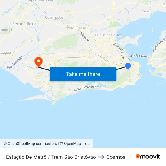 Estação De Metrô / Trem São Cristóvão to Cosmos map