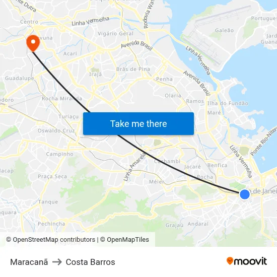 Maracanã to Costa Barros map