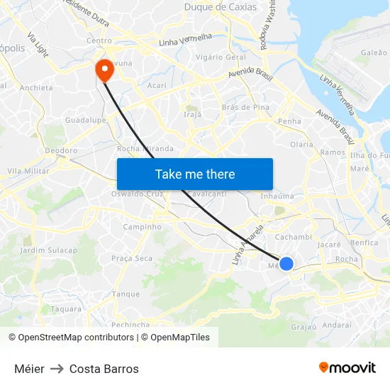 Méier to Costa Barros map