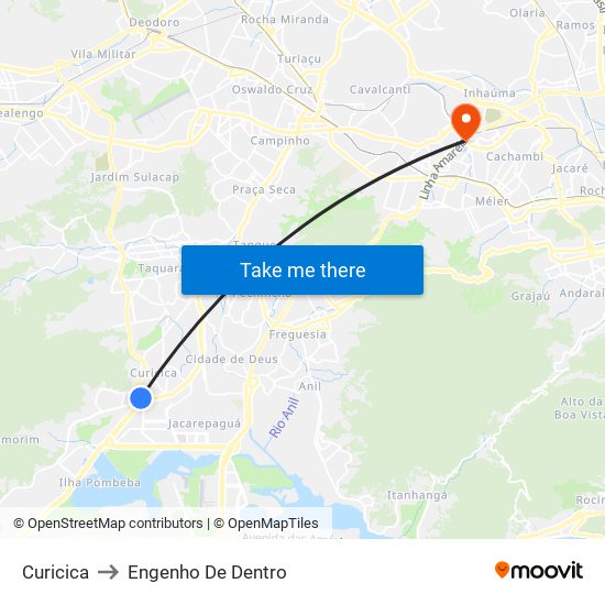 Curicica to Engenho De Dentro map