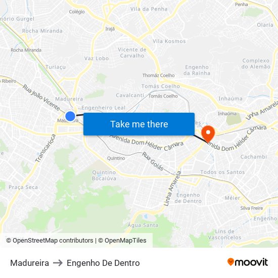 Madureira to Engenho De Dentro map