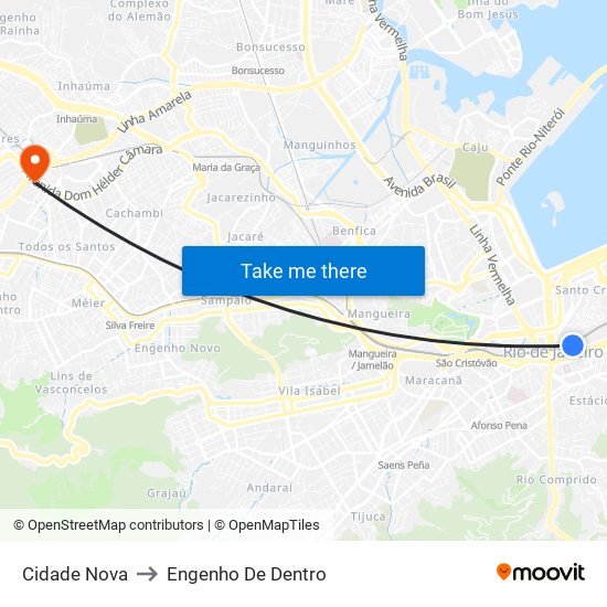 Cidade Nova to Engenho De Dentro map