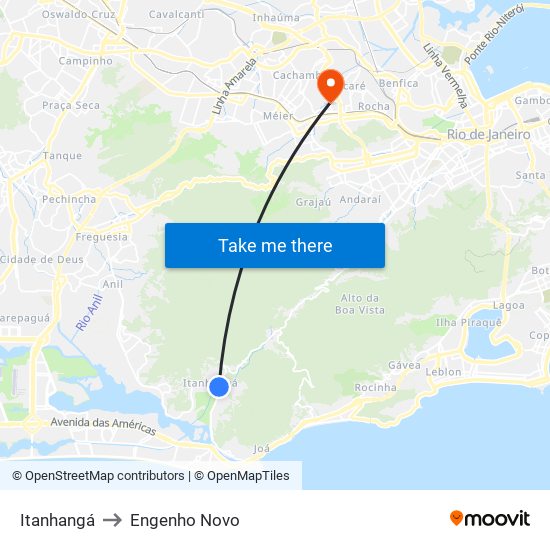 Itanhangá to Engenho Novo map